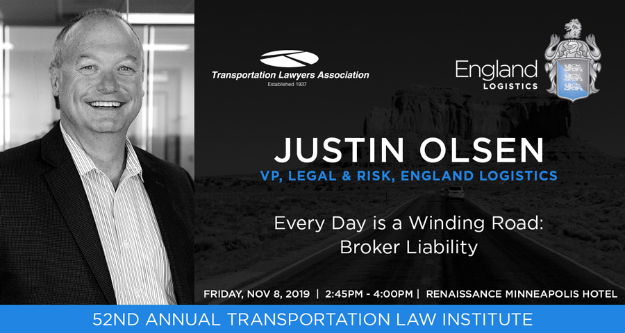 justin olsen speaker transportation lawyers association law institute