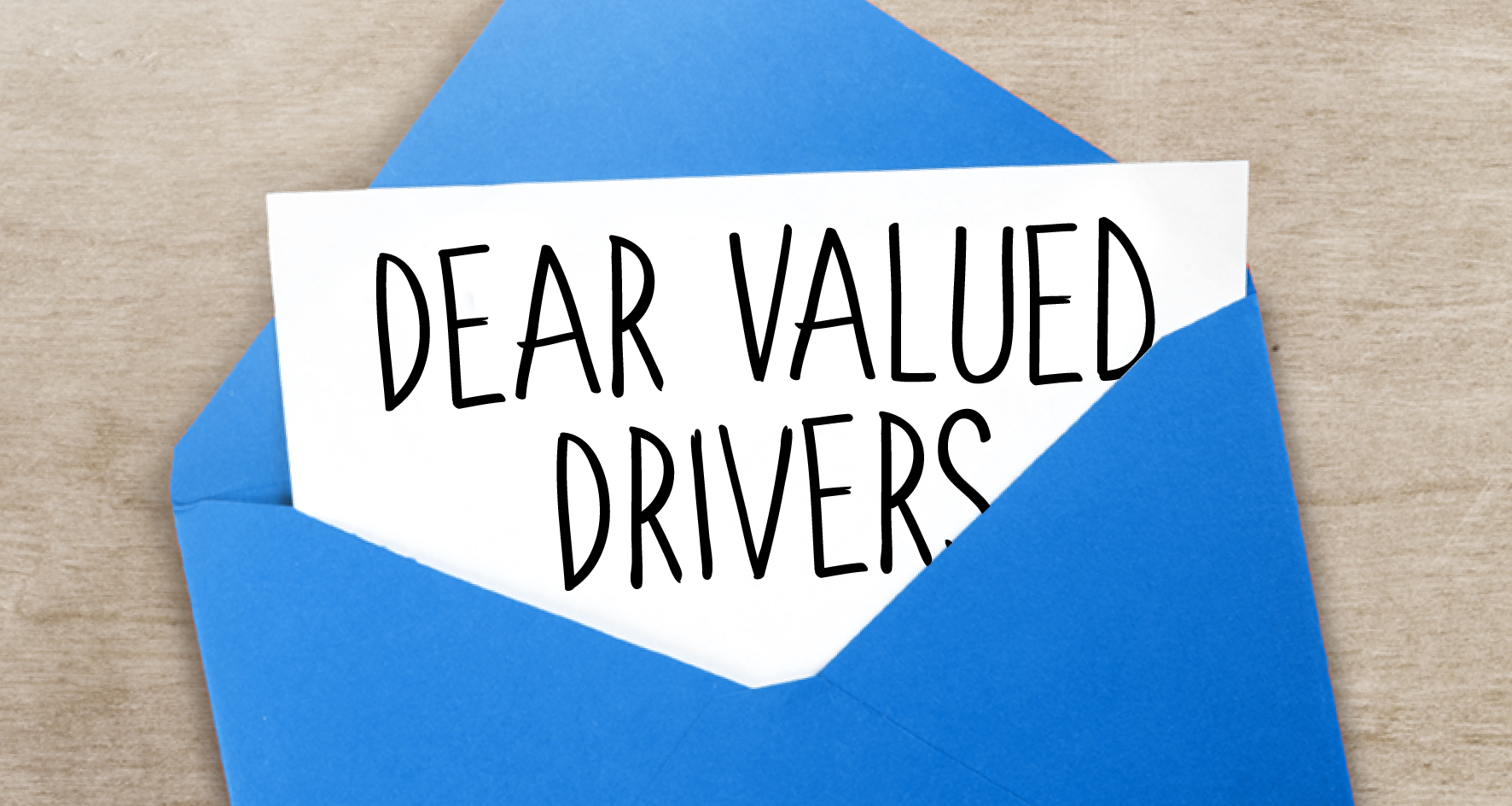 COVID-19 Thank You Drivers blue envelope with letter